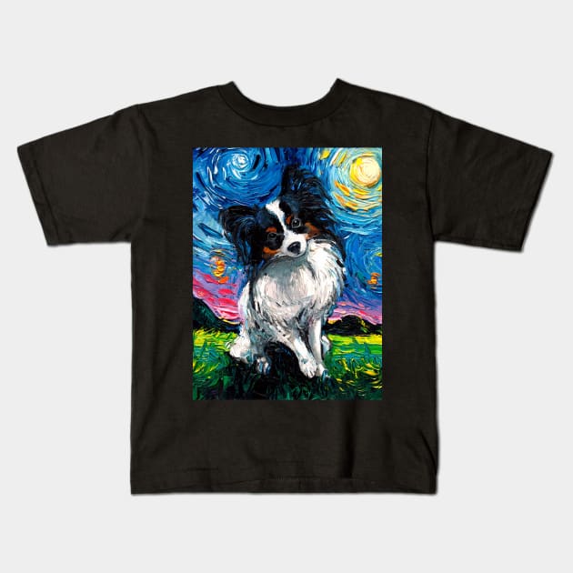 Papillon Night Kids T-Shirt by sagittariusgallery